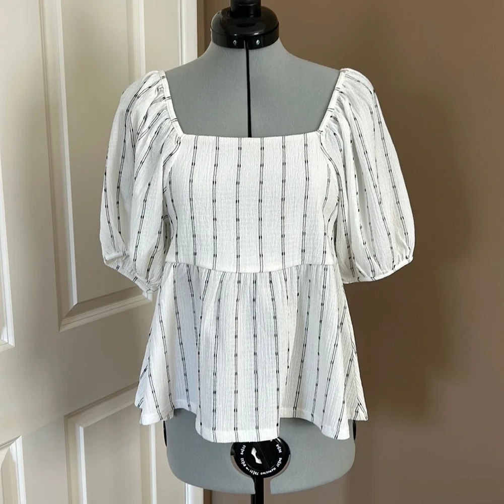 Madewell Blouse with Puff Sleeves - Picture 1 of 6